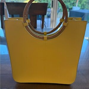 Yellow Leather Tote Bag
